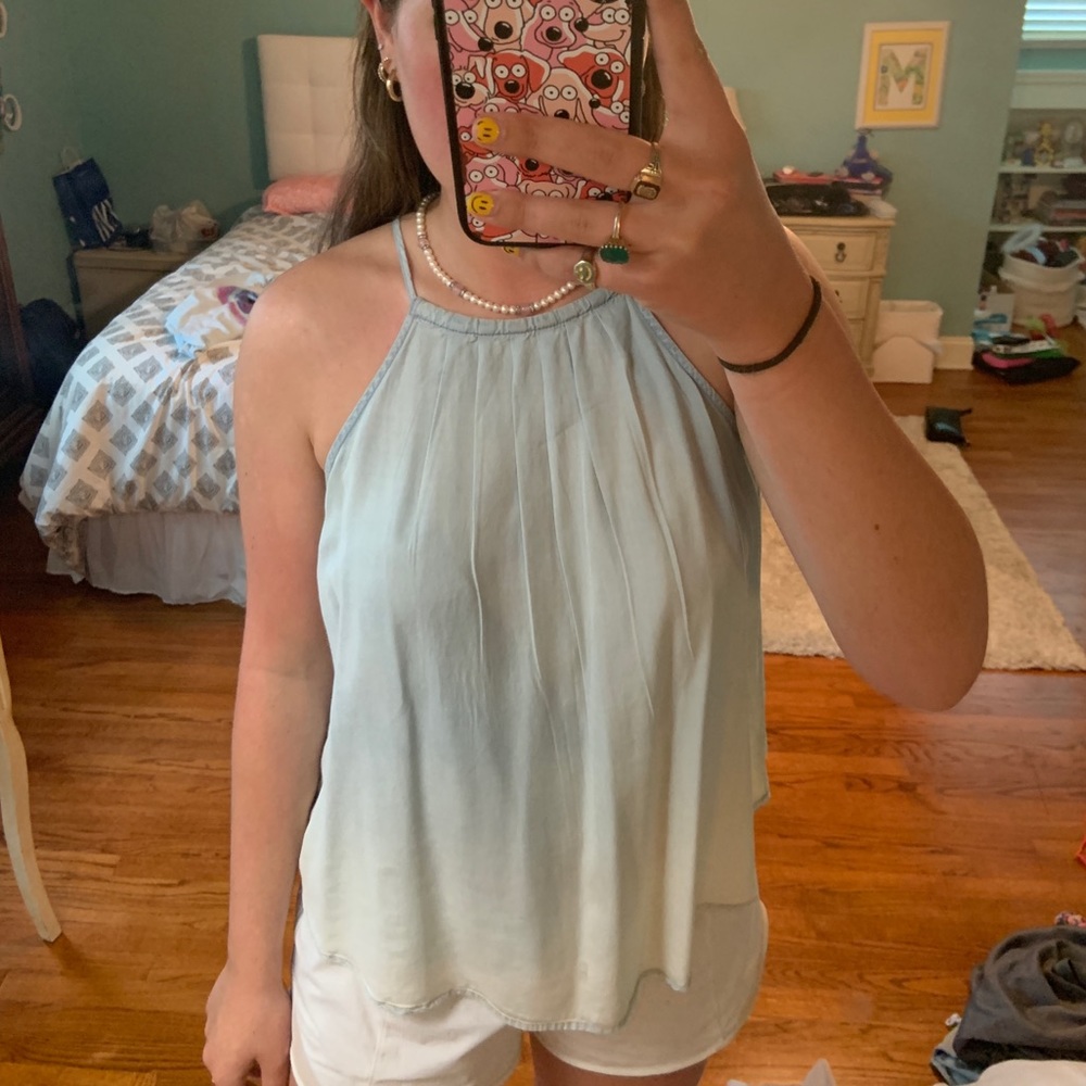 BLUE TO WHITE OMBRÉ TANK TOP